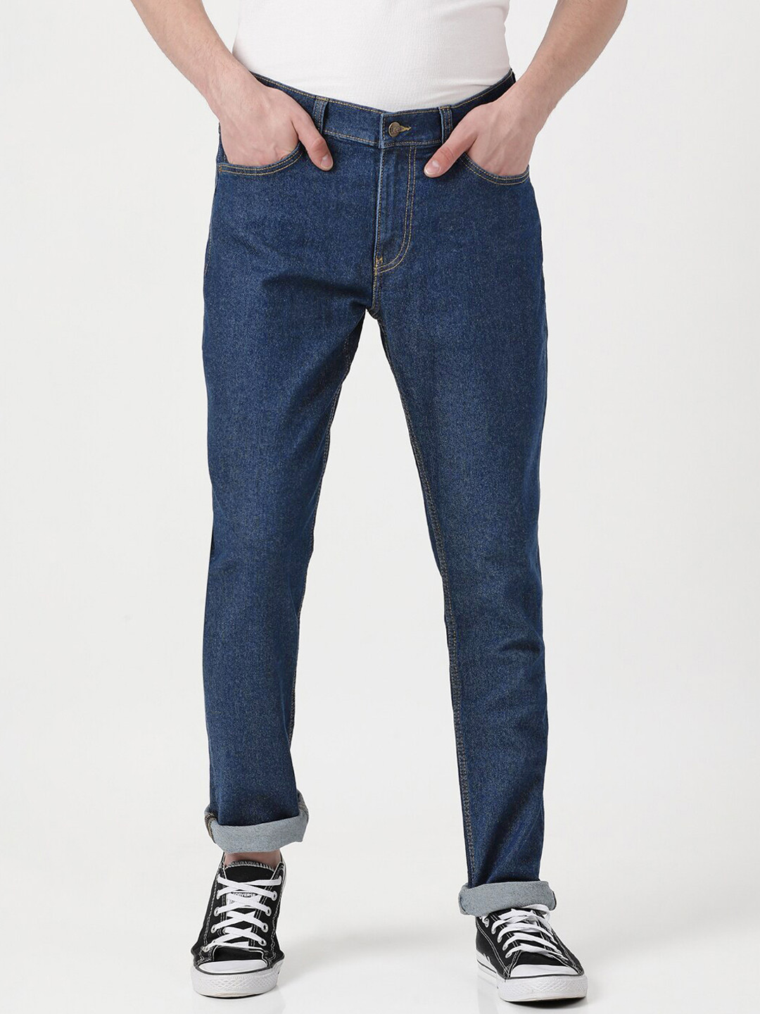lee skinny men's blue jeans