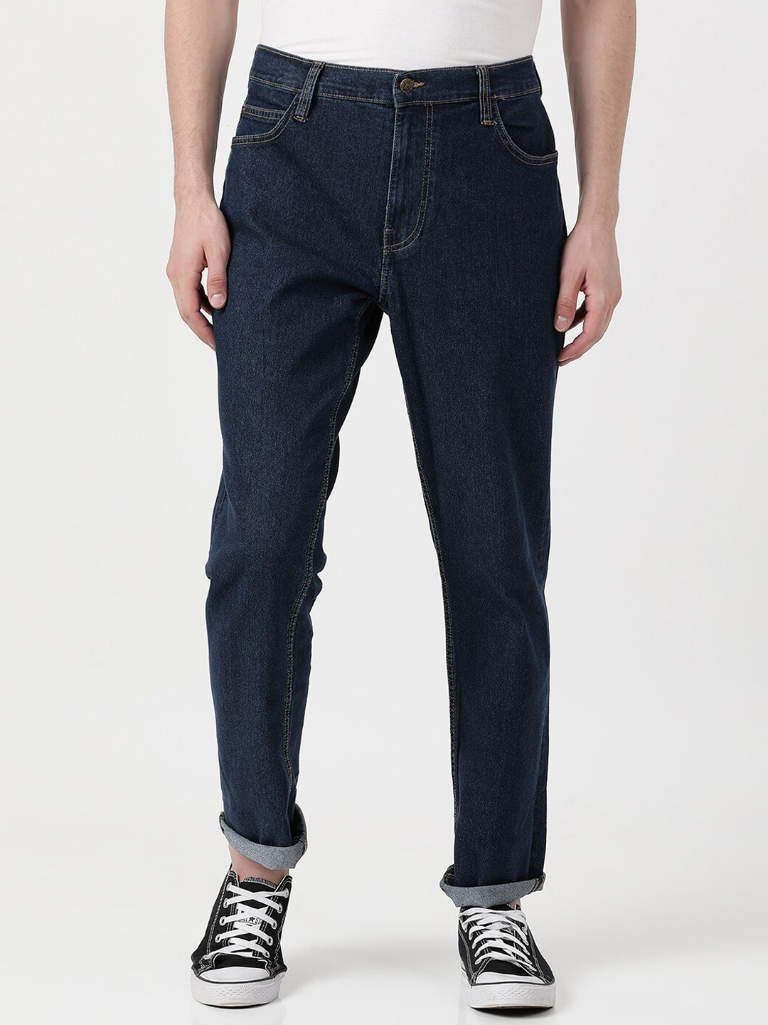 lee skinny men's blue jeans