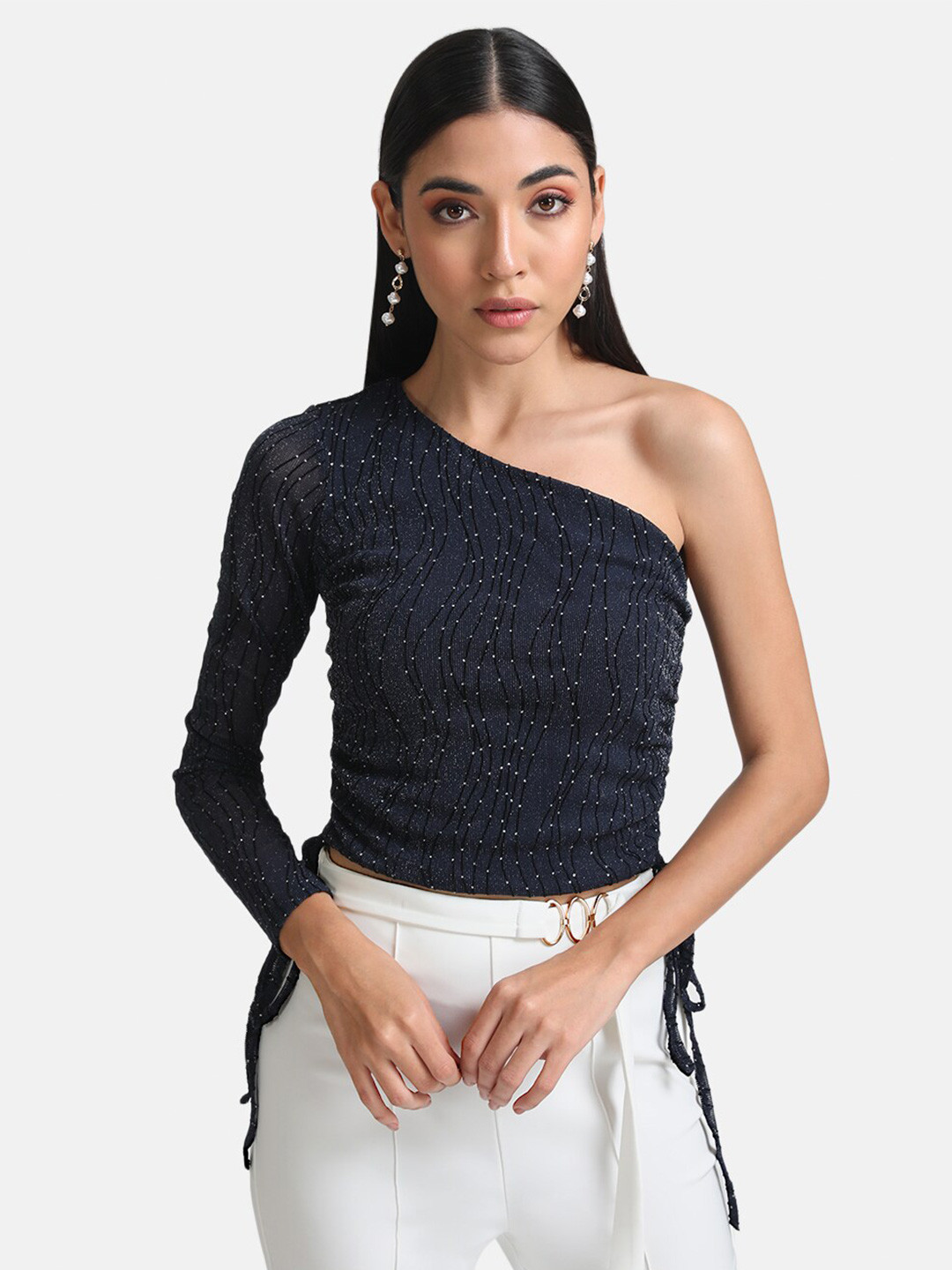 Buy Kazo Women Navy Blue One Shoulder Top Tops for Women 20754650