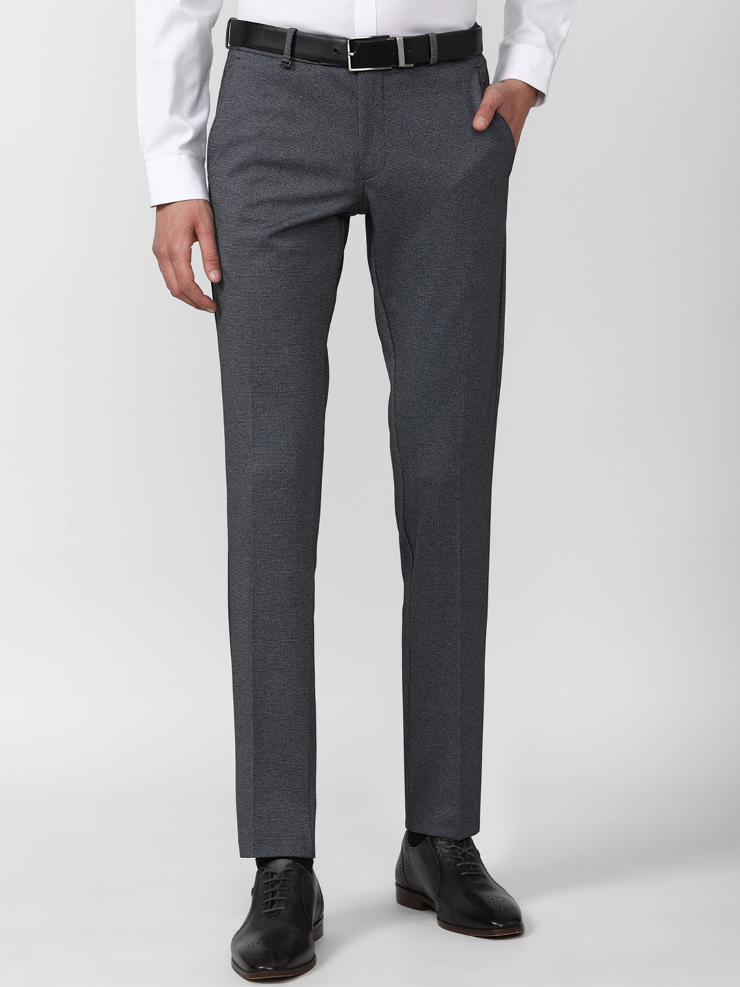 Buy Van Heusen Men Grey Solid Slim Fit Formal Trouser - Trousers for ...