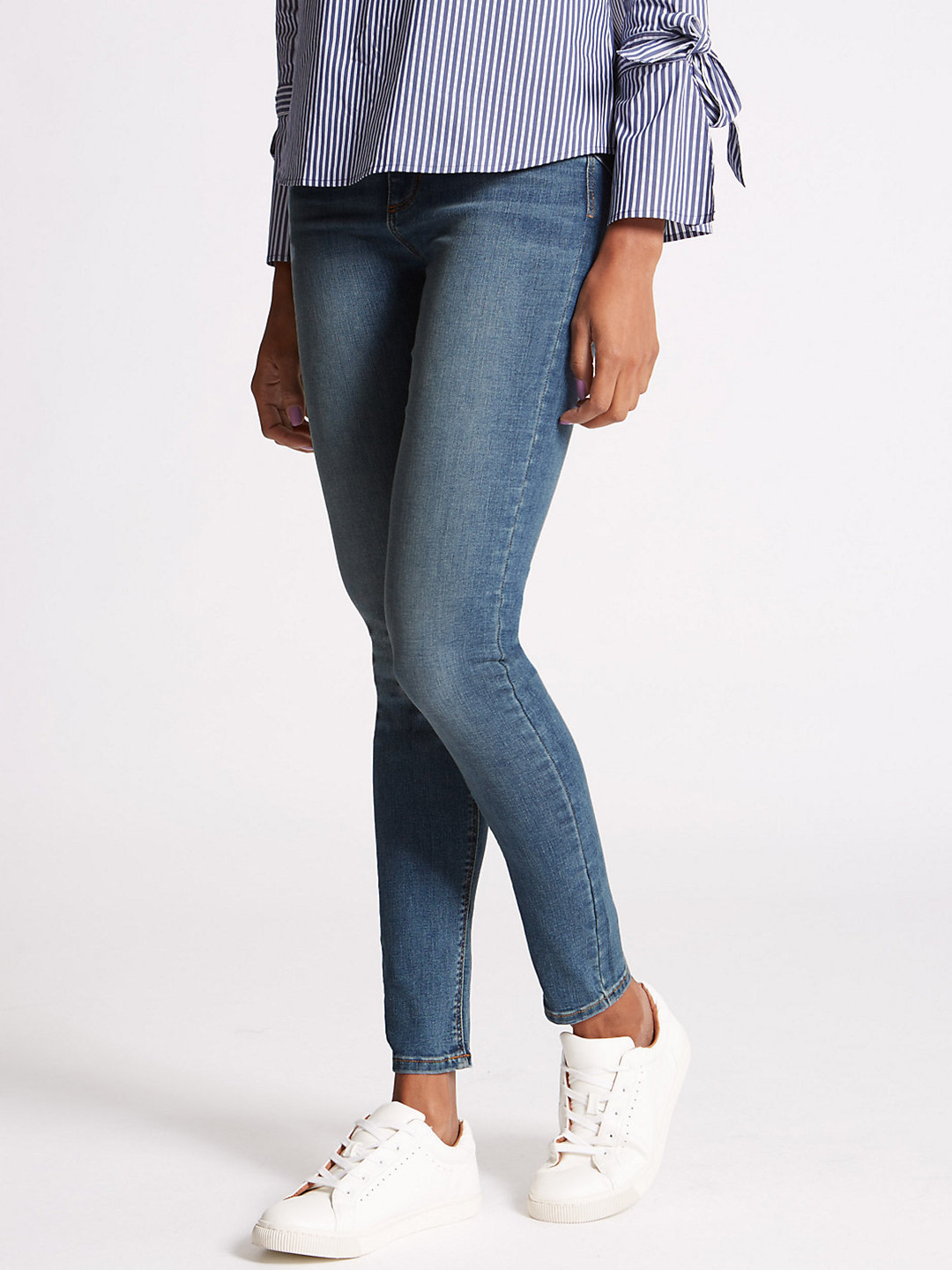 Buy Marks & Spencer Women Blue Skinny Fit Mid Rise Clean Look