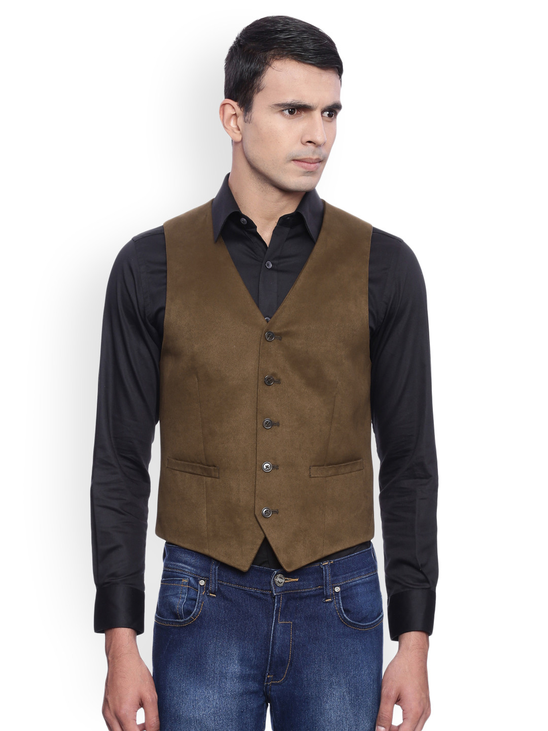 Buy SUITLTD Brown Suede Look Slim Fit Waistcoat Waistcoat for Men
