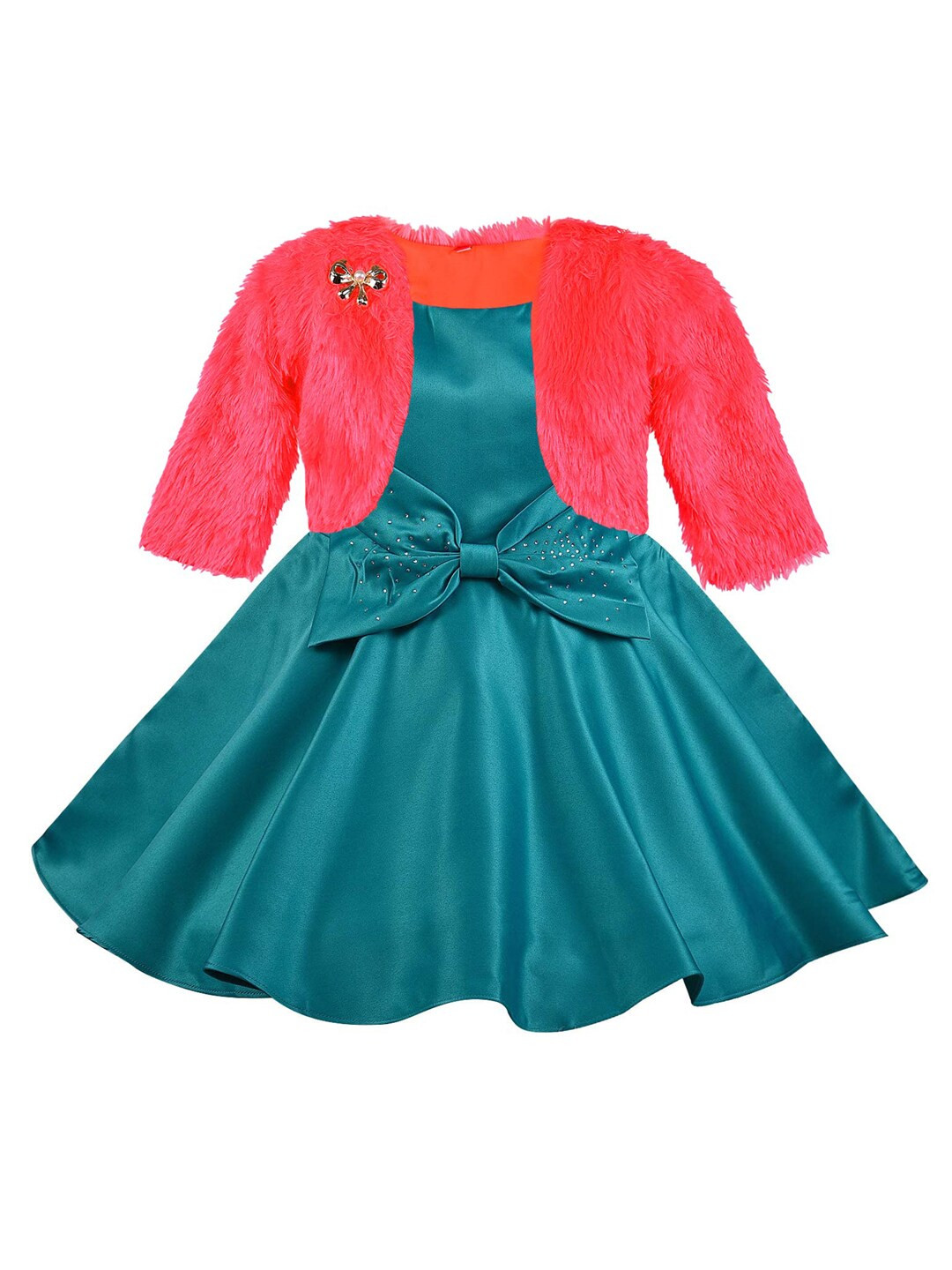 Wish Karo Girls Long Dress Gown with Jacket-(LF215grn)