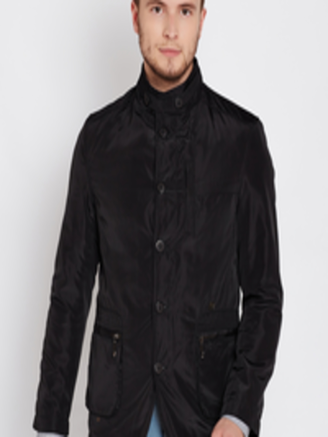 Buy Van Heusen Men Black Solid Tailored Jacket - Jackets for Men ...
