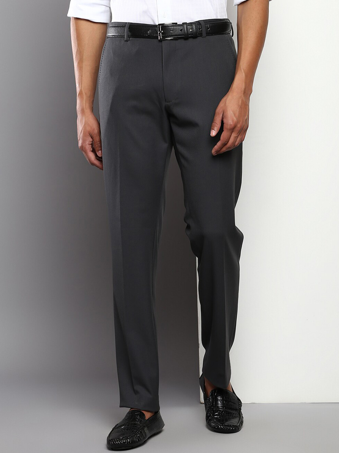 Buy Tommy Hilfiger Men Grey Solid Formal Trouser - Trousers for Men ...