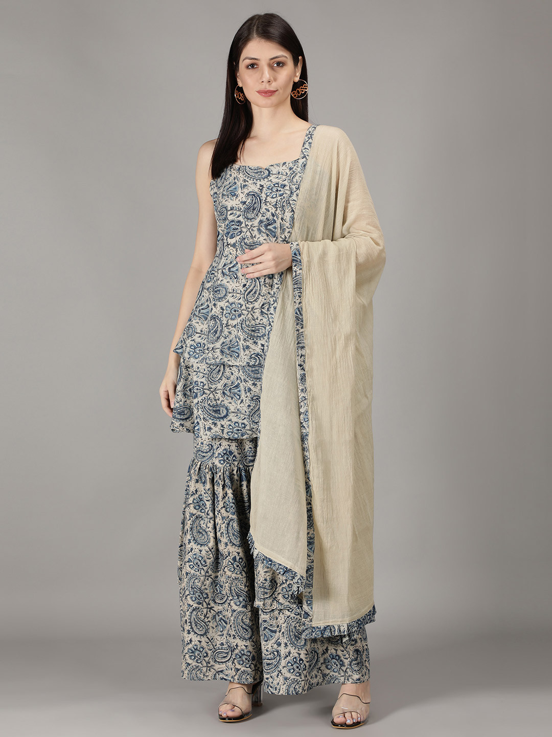 Pure Jaipuri Cotton Kurta with Paisley Print for Women