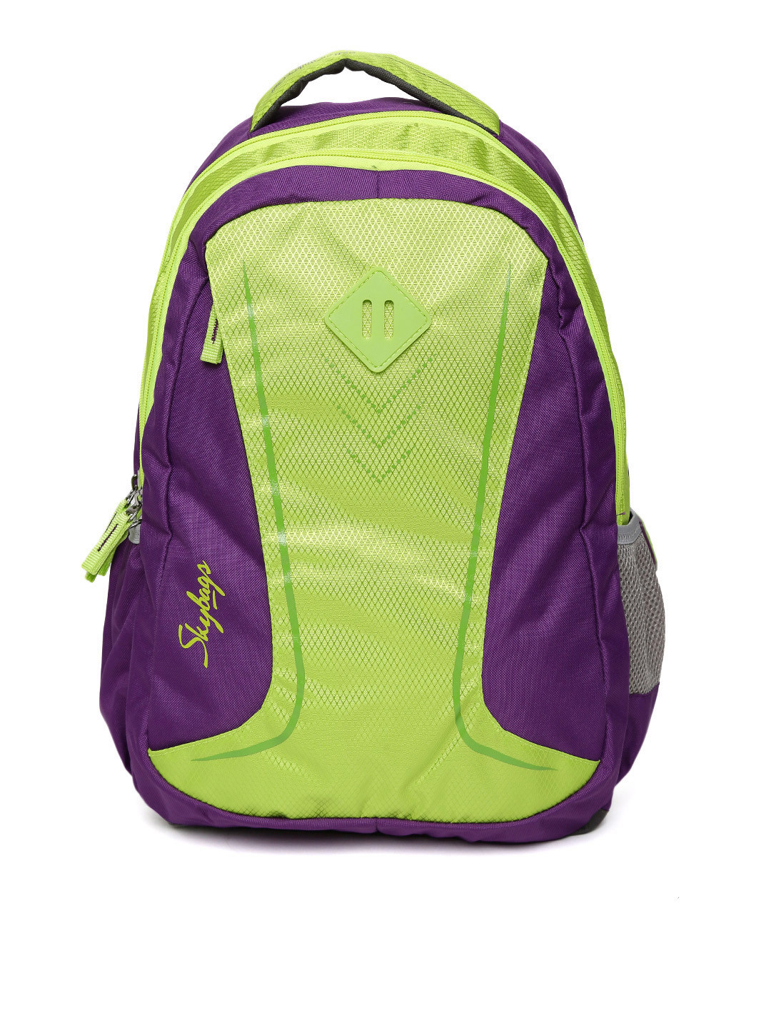 Buy Skybags Unisex Purple & Lime Green Colourblocked Backpack