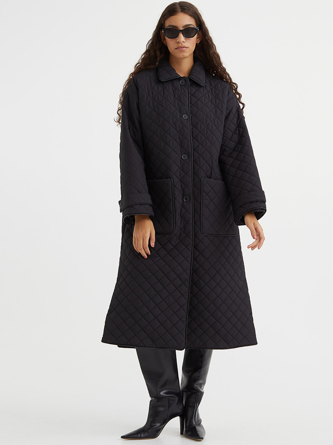 Buy H&M Women Black Quilted Coat Coats for Women 20769936 Myntra