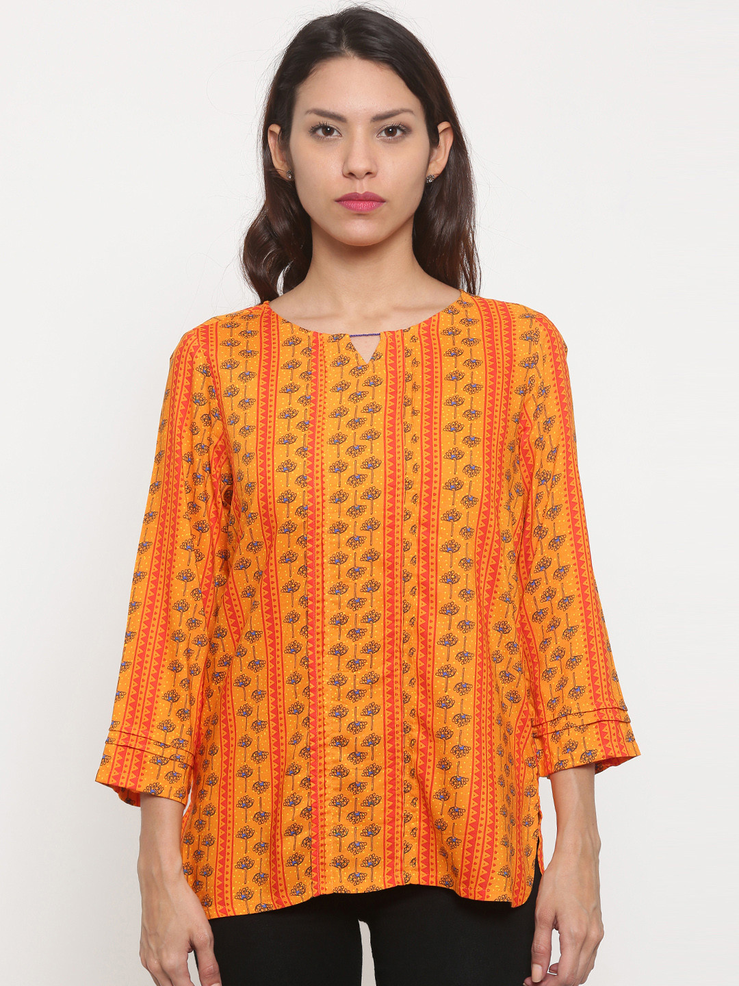 Buy Global Desi Women Orange Printed Top Tops for Women 2077029 Myntra