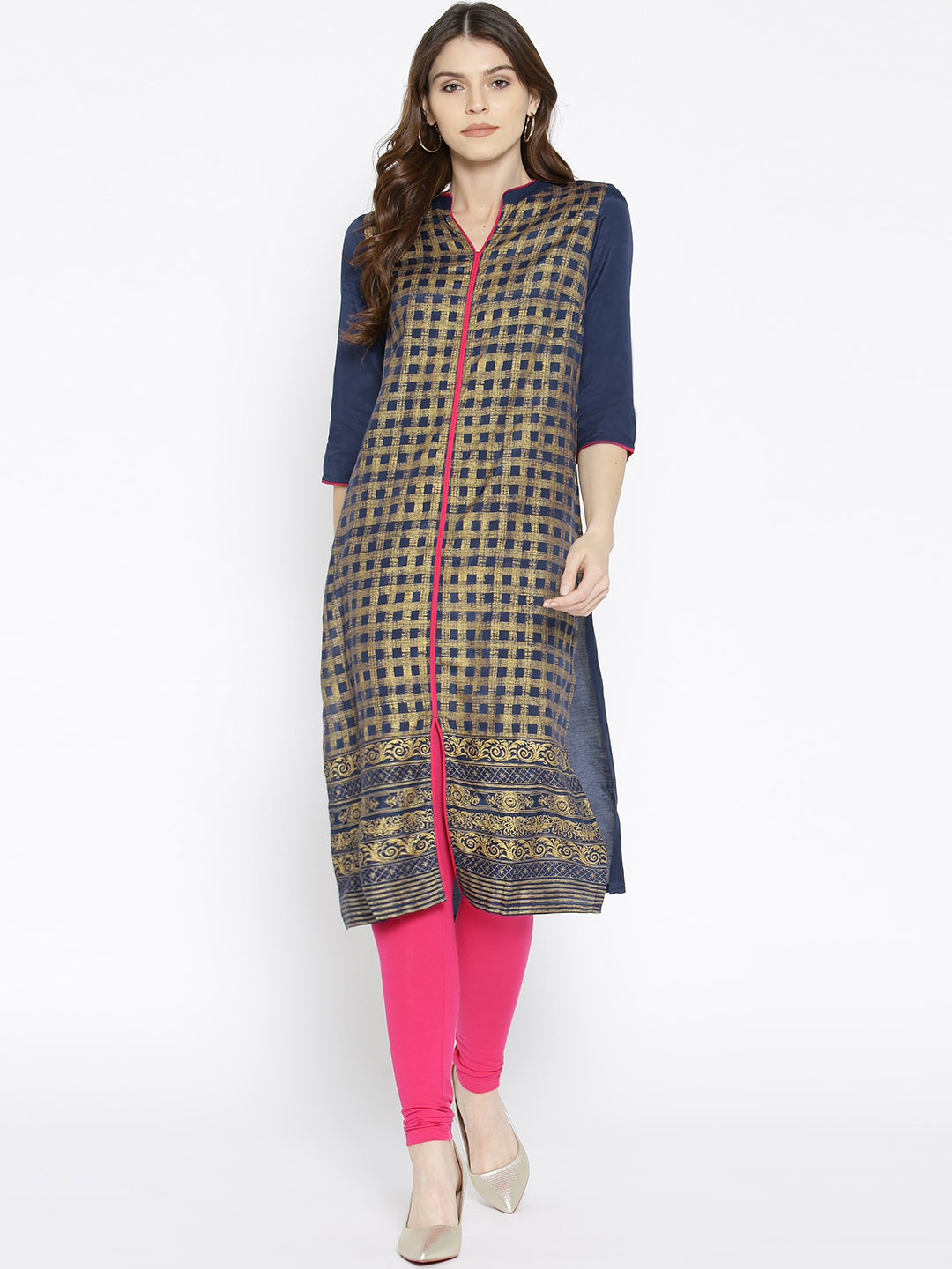 Aurelia checked straight kurta clearance