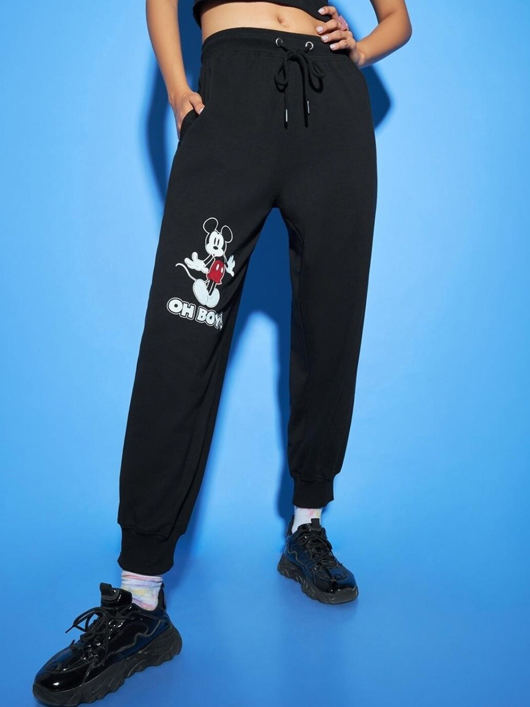 Buy Bewakoof X Streetwear Women Black Solid Cotton Oversized Joggers