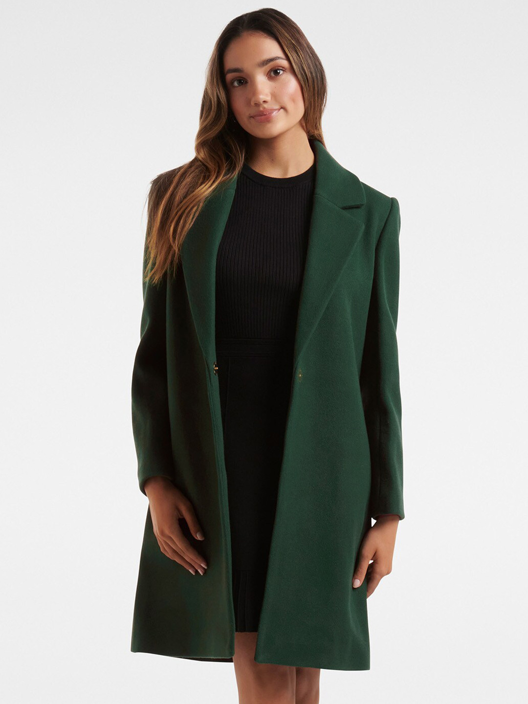 Buy Forever New Women Green Solid Longline Coats Coats for Women