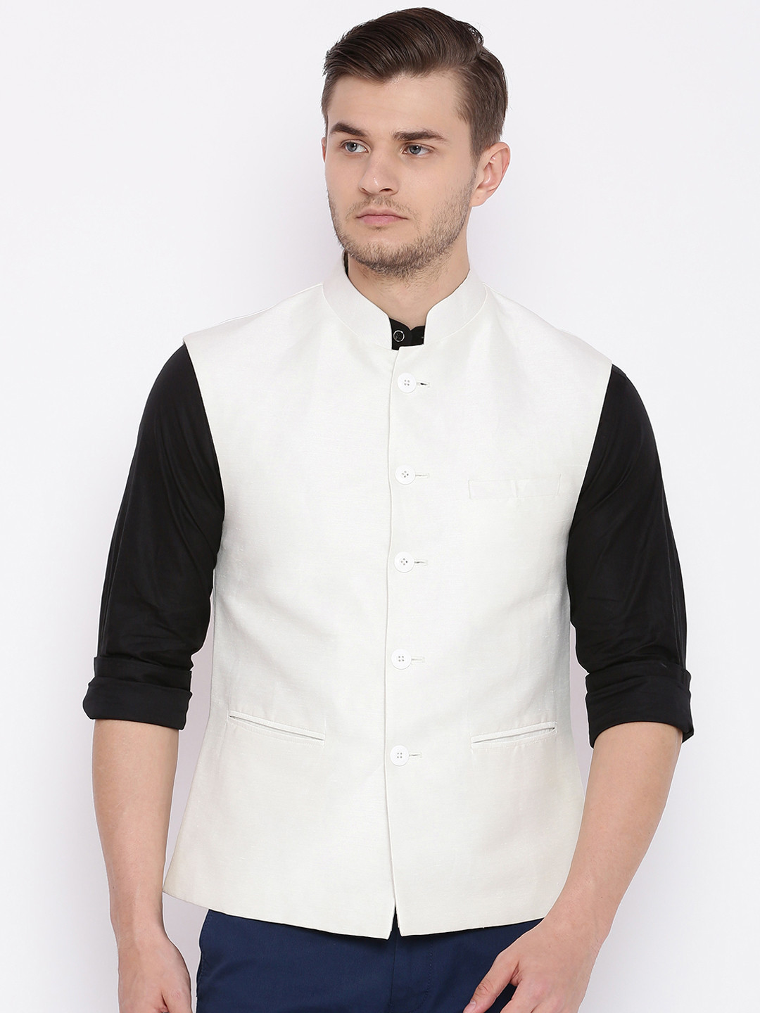 Buy Raymond White Contemporary Fit Nehru Jacket - Nehru Jackets for Men 2077274 | Myntra