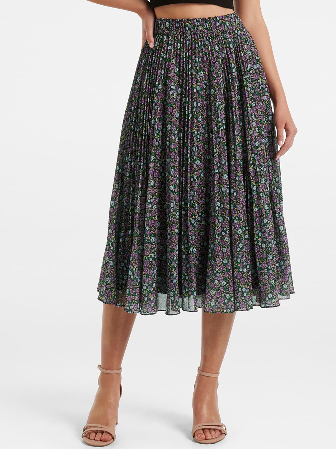 Green Floral Printed Skirt