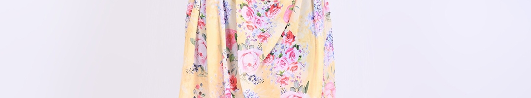 Buy Rajoria Instyle Yellow & Pink Floral Georgette Maxi Dress - Dresses ...