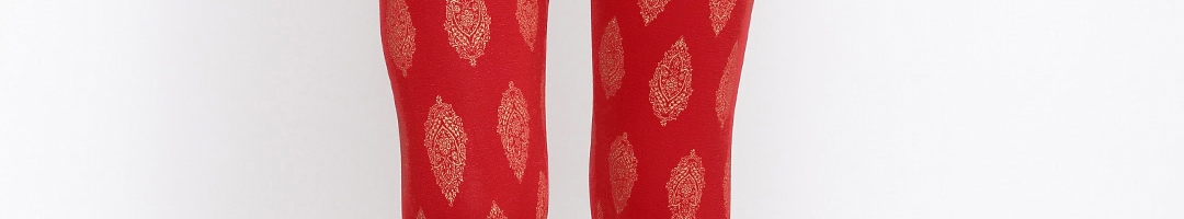 Buy Melange By Lifestyle Red Printed Leggings - Leggings for Women ...