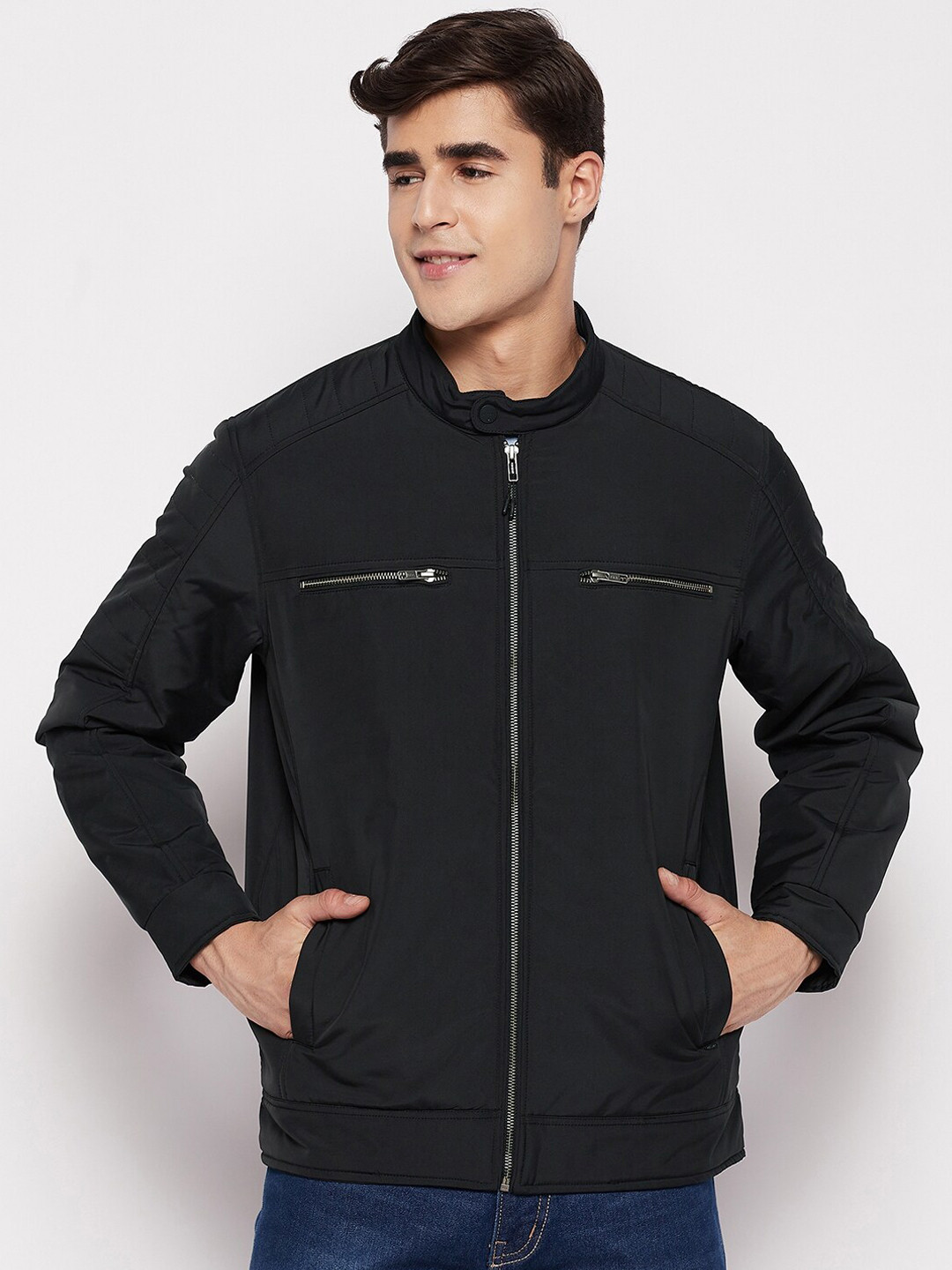 Buy Okane Men Black Lightweight Bomber Jacket Jackets for Men