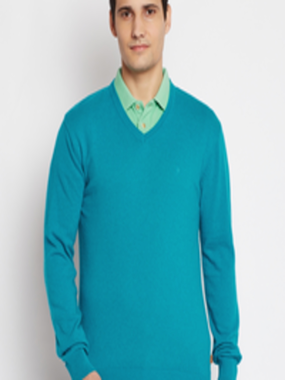 Buy Indian Terrain Men Blue Solid Sweater - Sweaters for Men 2077609 ...