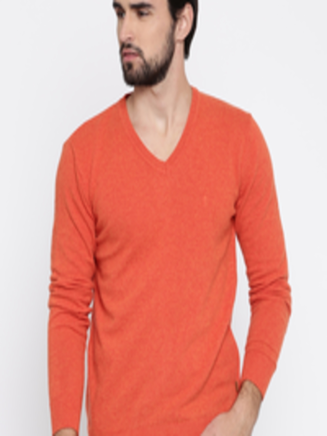 Buy Indian Terrain Men Orange Woollen Pullover - Sweaters for Men ...