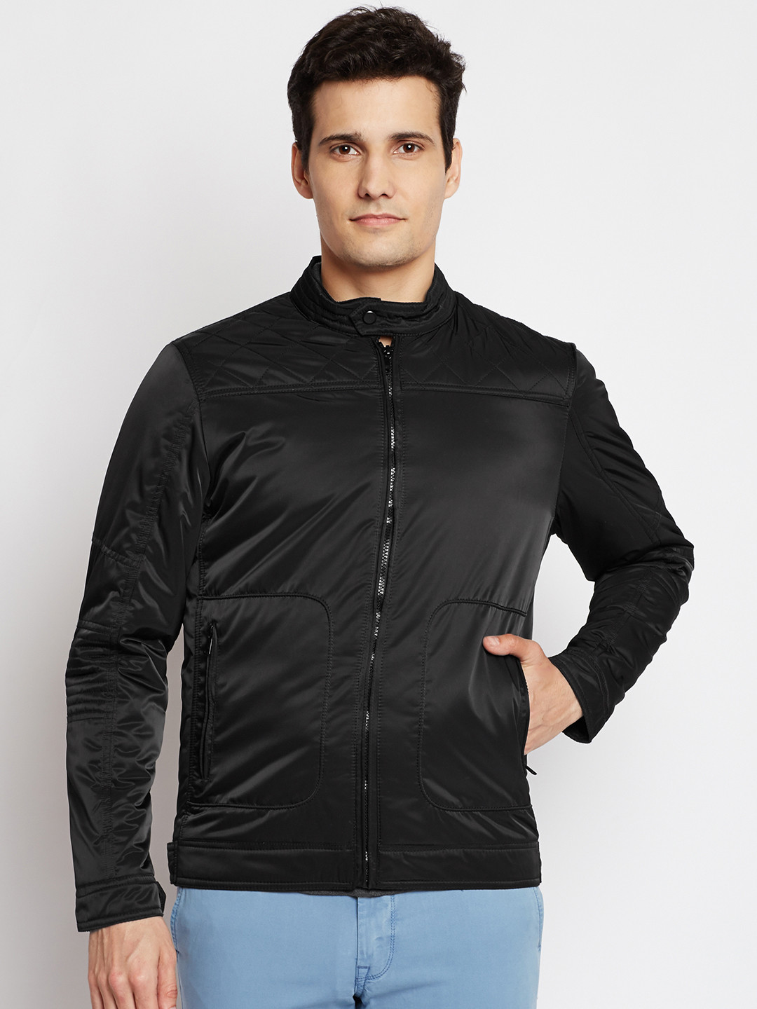 Buy Indian Terrain Men Black Solid Padded Jacket Jackets for Men 2077671 Myntra