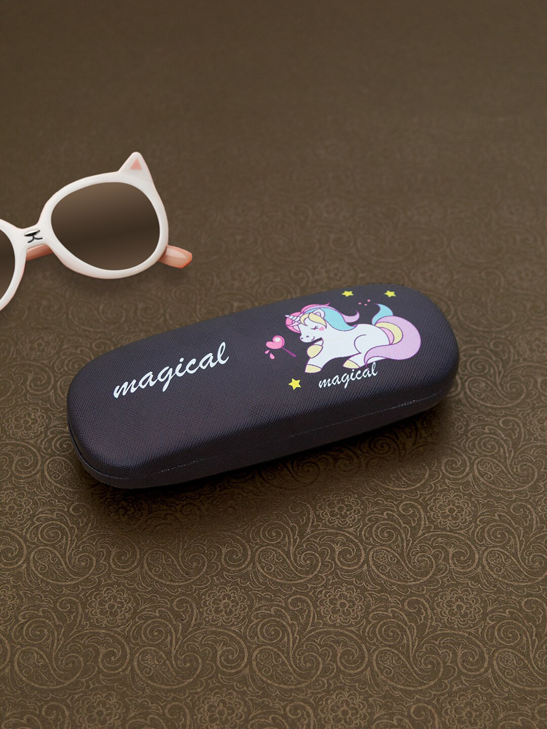 Buy Golden Peacock Women Black Unicorn Printed Sunglass Case Cover