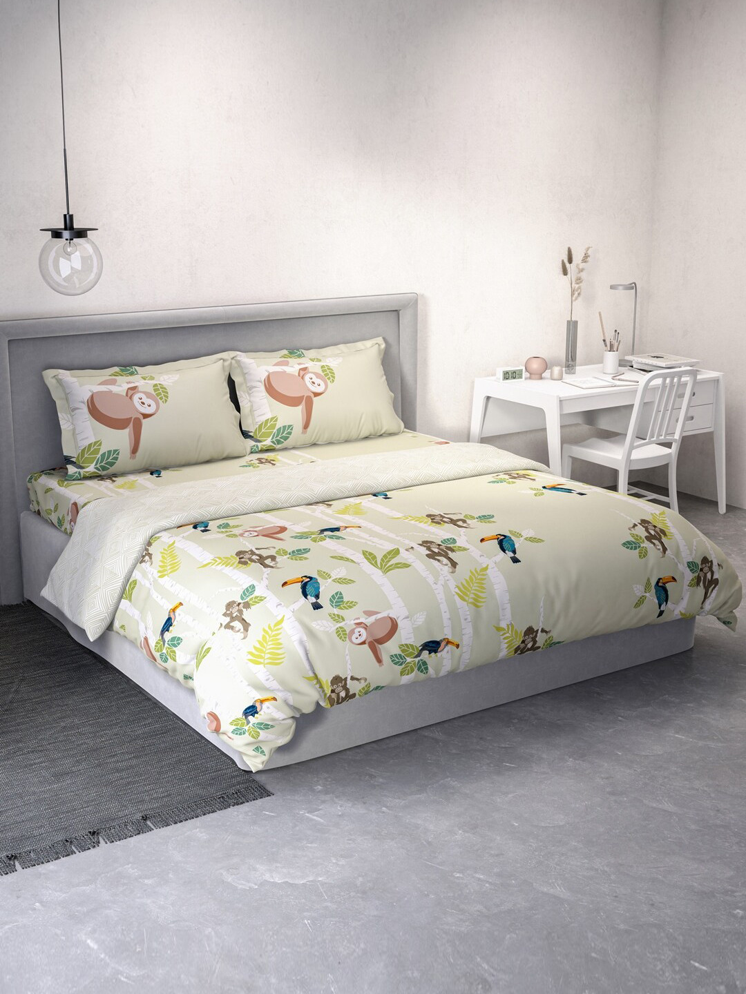Buy DDecor Green Printed Pure Cotton Double Queen Bedding Set Bedding