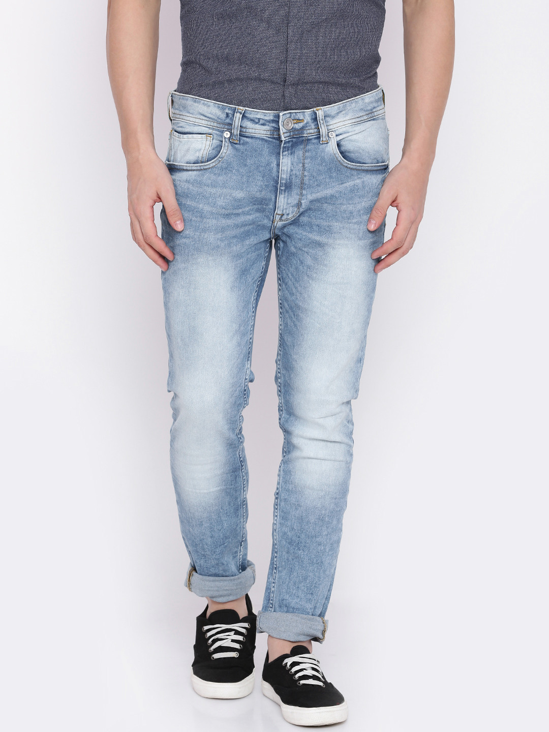 Buy Voi Jeans Men Blue Skinny Fit Mid Rise Clean Look Stretchable Jeans