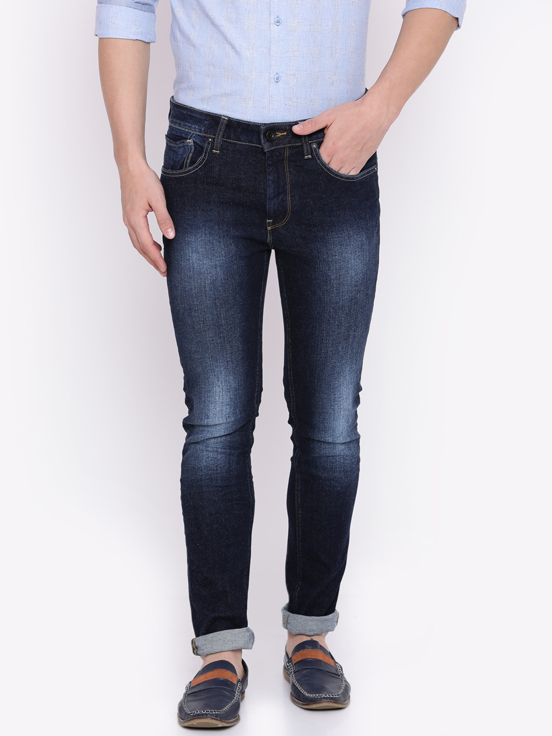 Buy Voi Jeans Men Blue Skinny Fit Mid Rise Clean Look Stretchable Jeans