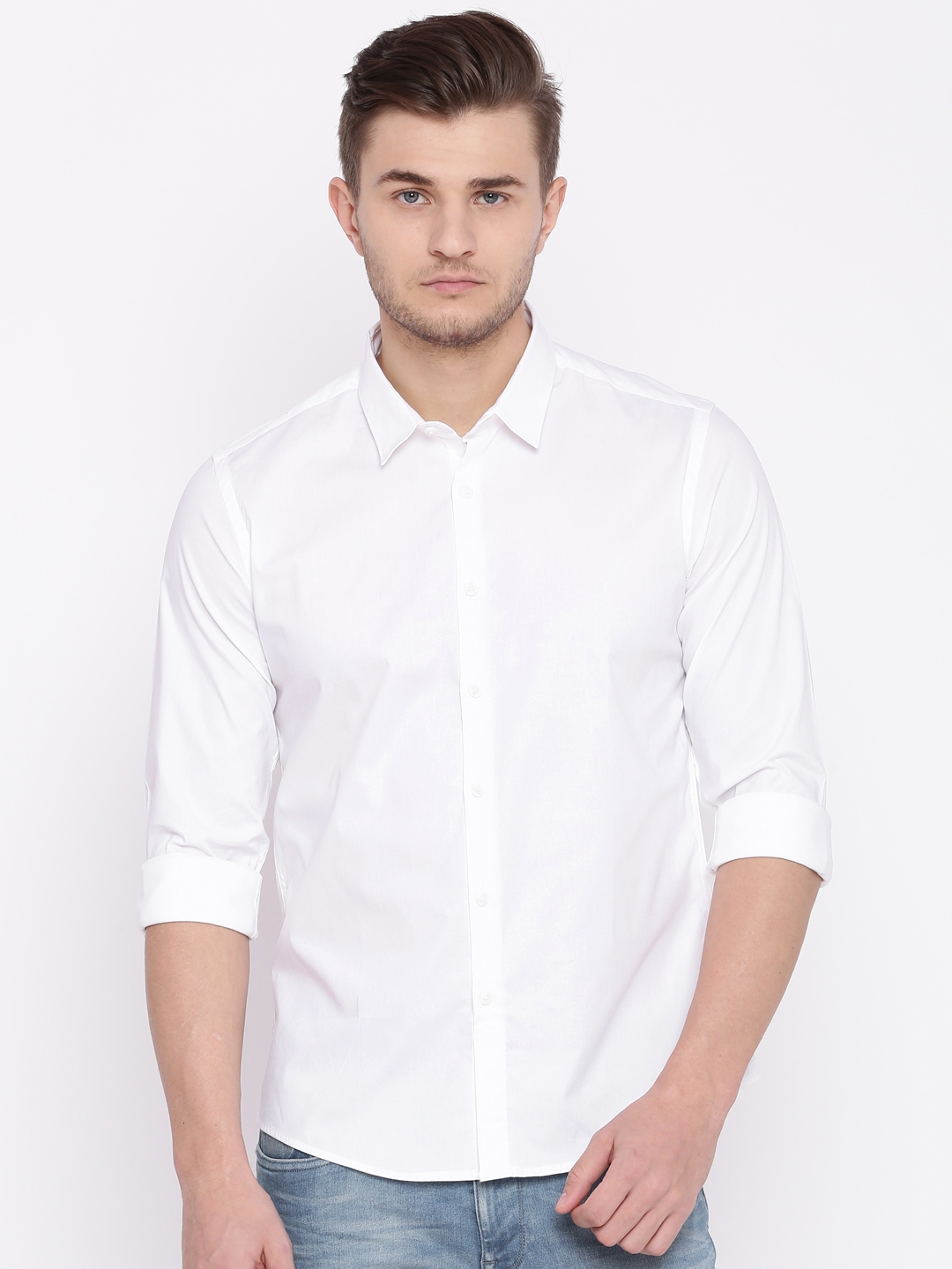 Buy Voi Jeans Men White Solid Casual Shirt - Shirts for Men 2077897 ...
