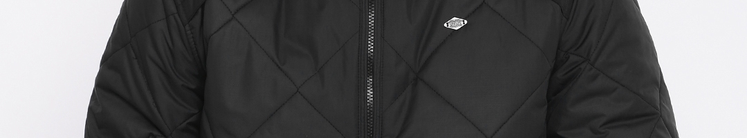 Buy Voi Jeans Men Black Solid Quilted Hooded Jacket - Jackets for Men ...