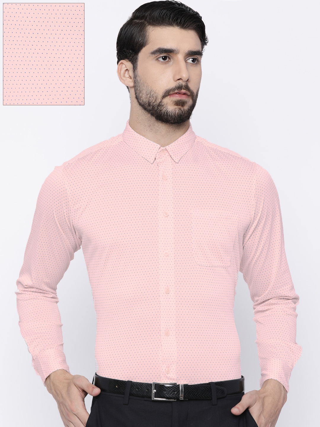 Buy Arrow Men Peach Coloured Printed Formal Shirt - Shirts for Men ...