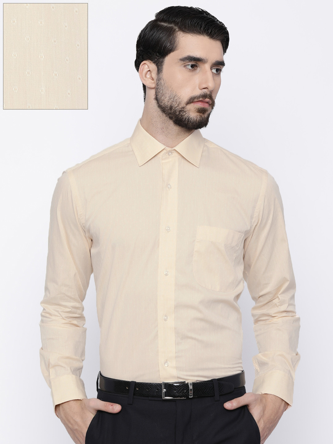 Buy Arrow Men Beige Regular Fit Self Design Formal Shirt Shirts for
