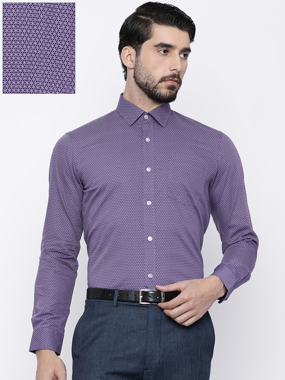 Buy Arrow Men Purple Slim Fit Printed Formal Shirt - Shirts for Men ...
