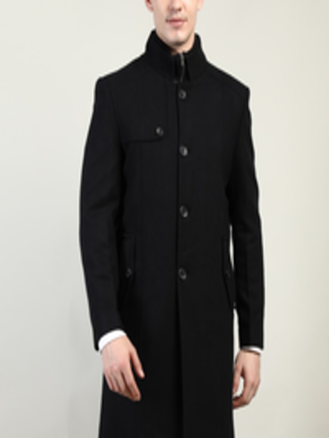 Buy LURE URBAN Men Black Solid Wool Overcoat - Coats for Men 20790520 ...