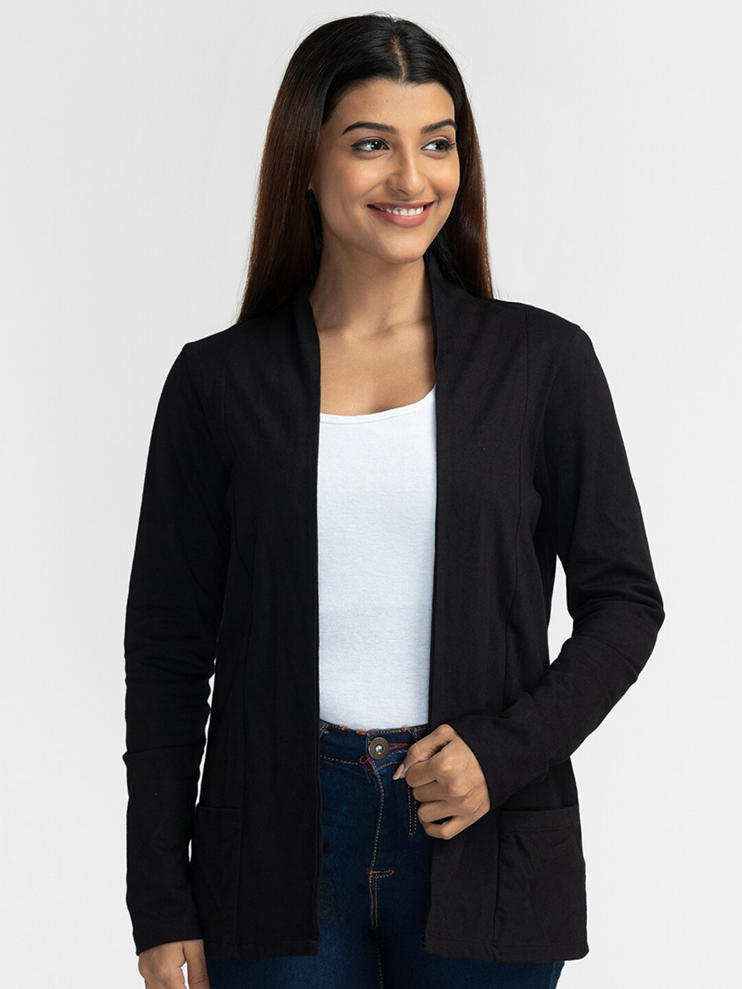 Buy Globus Women Black Pure Cotton Shrug Shrug for Women 20790974