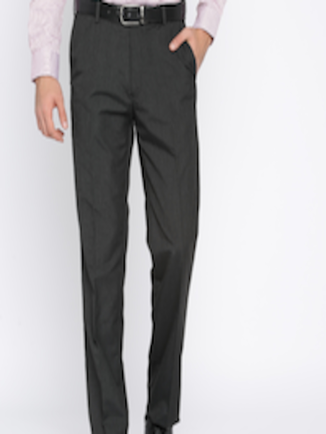 Buy Arrow Men Black Smart Regular Fit Self Design Formal Trousers ...
