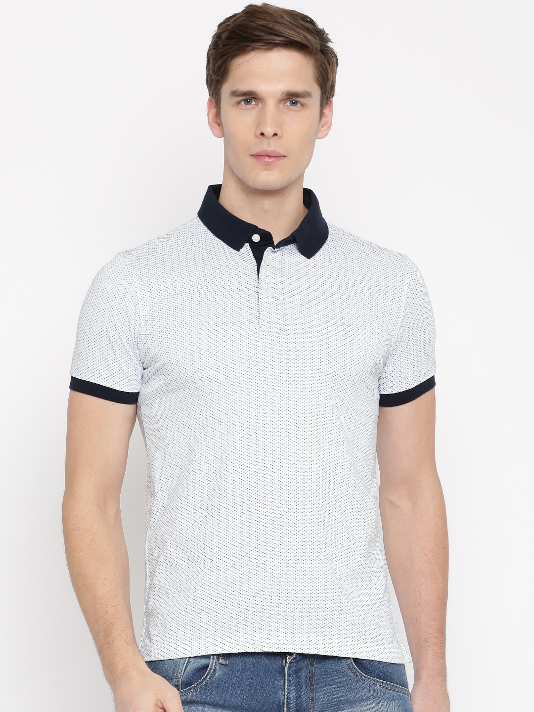 Buy Arrow Sport Men White Printed Polo Collar T Shirt - Tshirts for Men ...