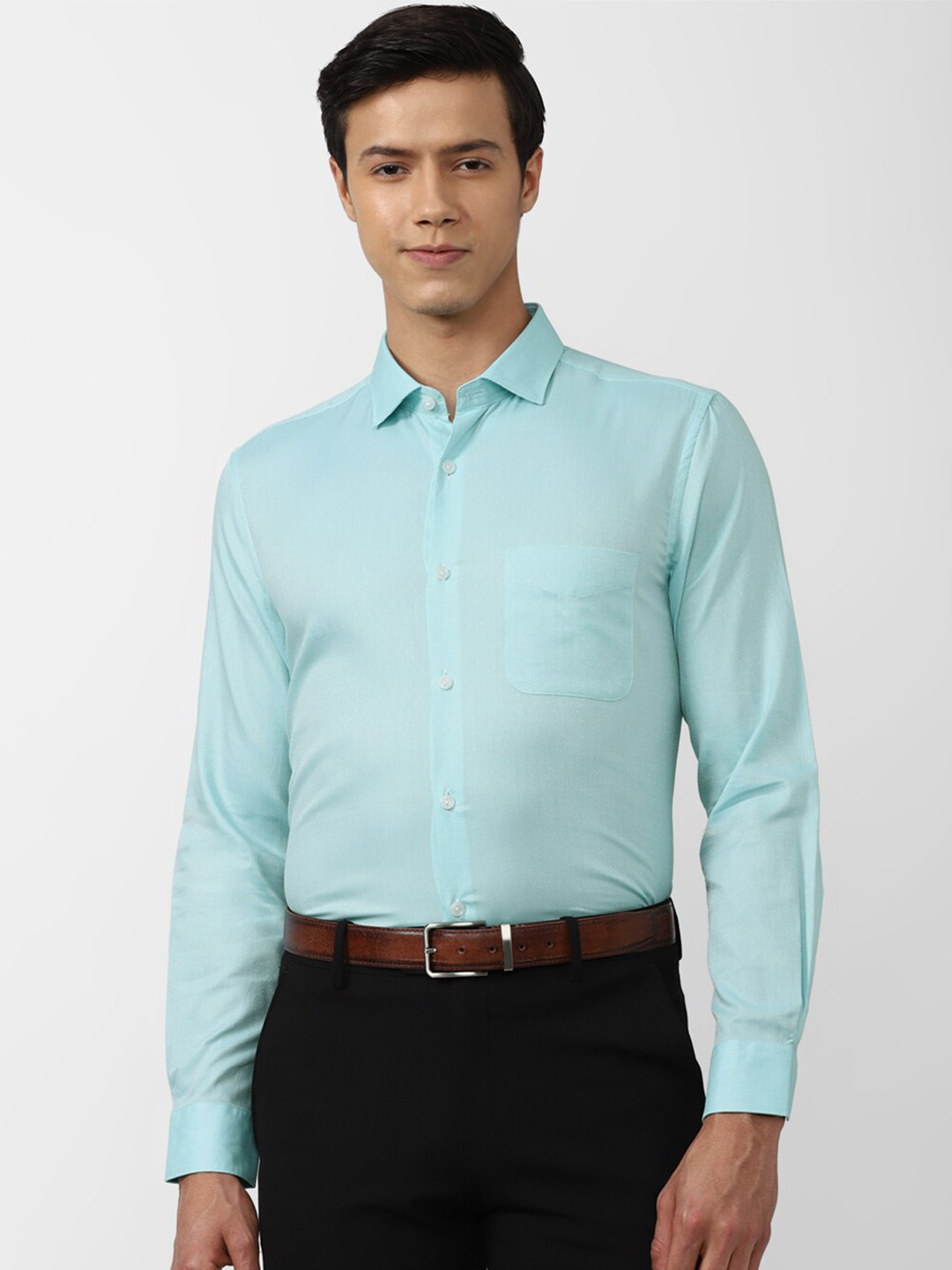 Buy Peter England Elite Men Blue Slim Fit Cotton Formal Shirt - Shirts ...