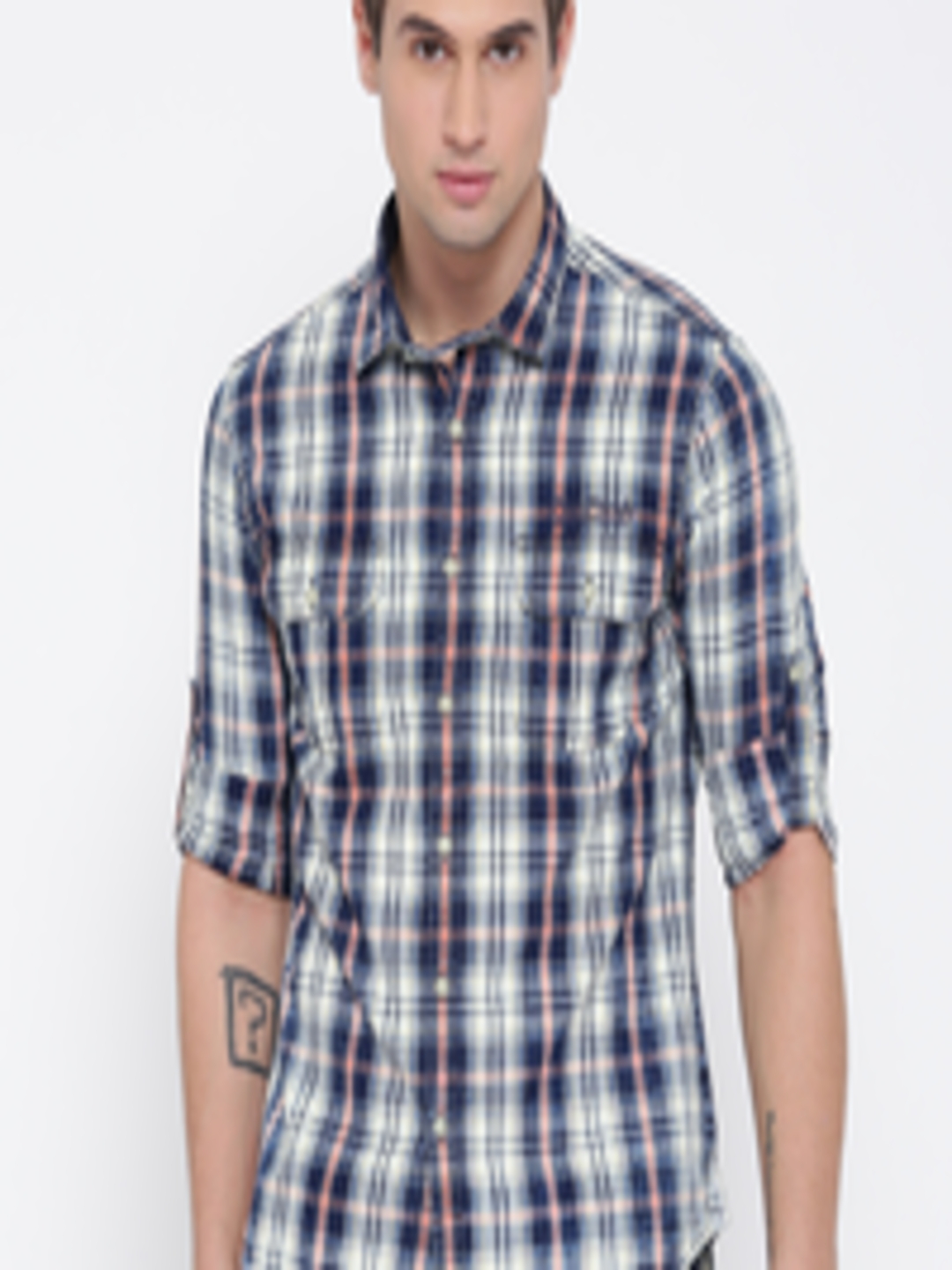 Buy Ed Hardy Men Blue & White Checked Casual Shirt - Shirts for Men ...