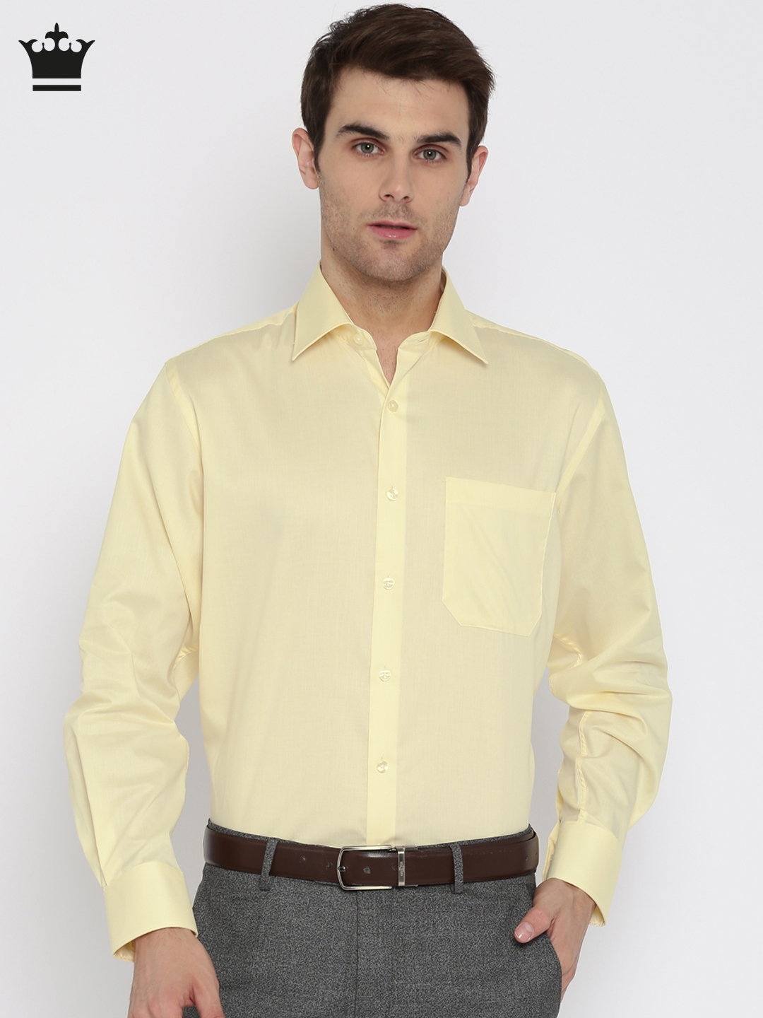 Buy Louis Philippe Men Yellow Classic Regular Fit Solid Formal Shirt ...