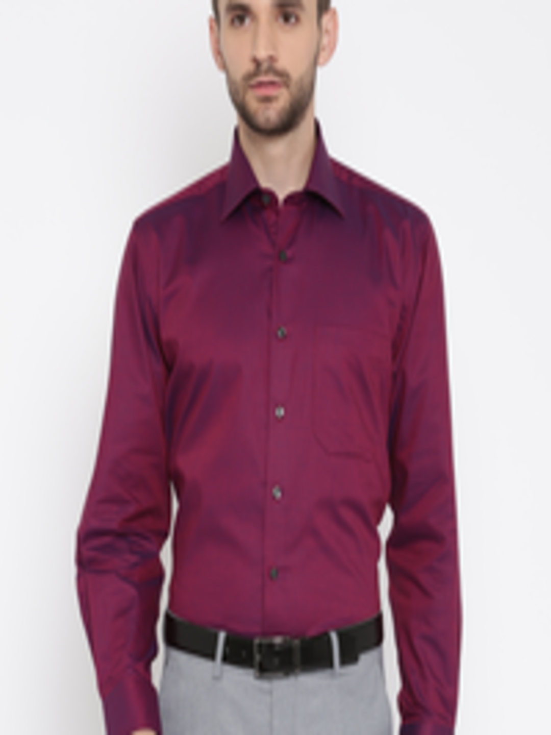 Buy Louis Philippe Men Magenta Classic Fit Solid Formal Shirt - Shirts ...