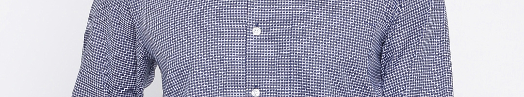 Buy Louis Philippe Men Blue Classic Regular Fit Self Design Formal Shirt - Shirts for Men ...