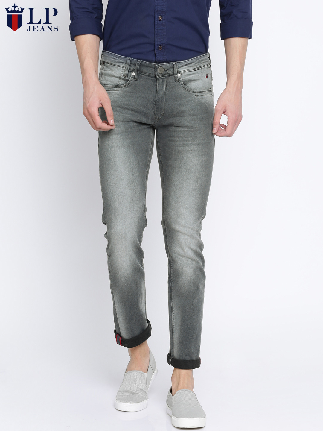 Buy Louis Philippe Jeans Men Grey Matt Slim Fit Low Rise Clean Look