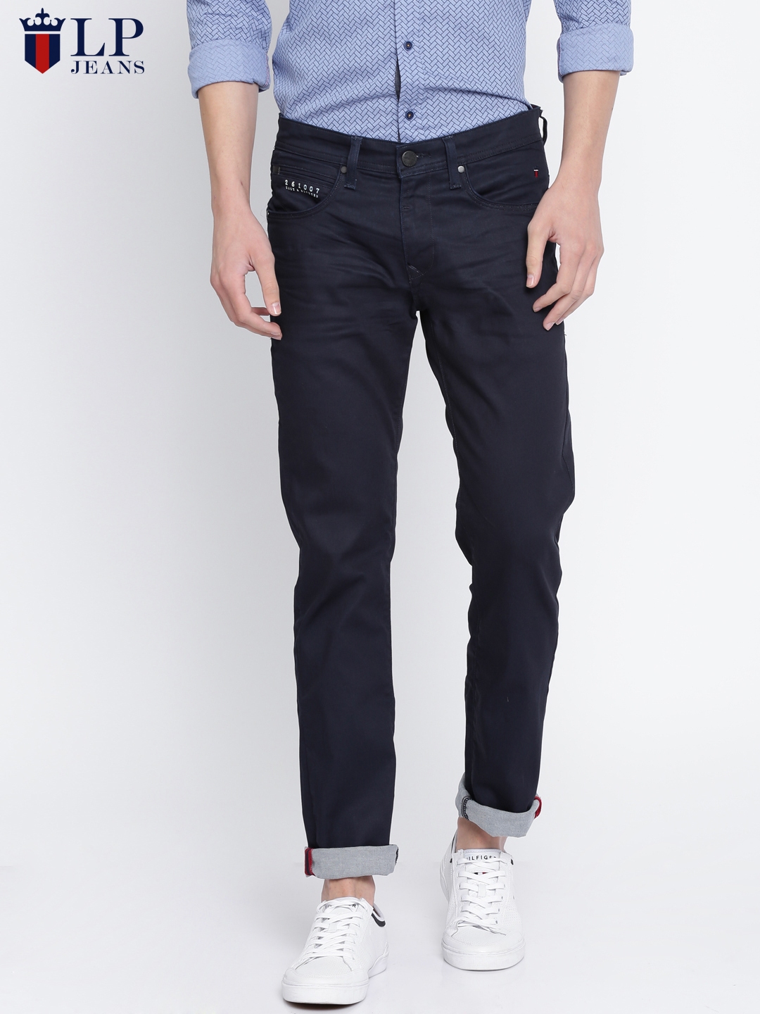 Buy Louis Philippe Jeans Men Navy Slim Fit Low Rise Clean Look ...