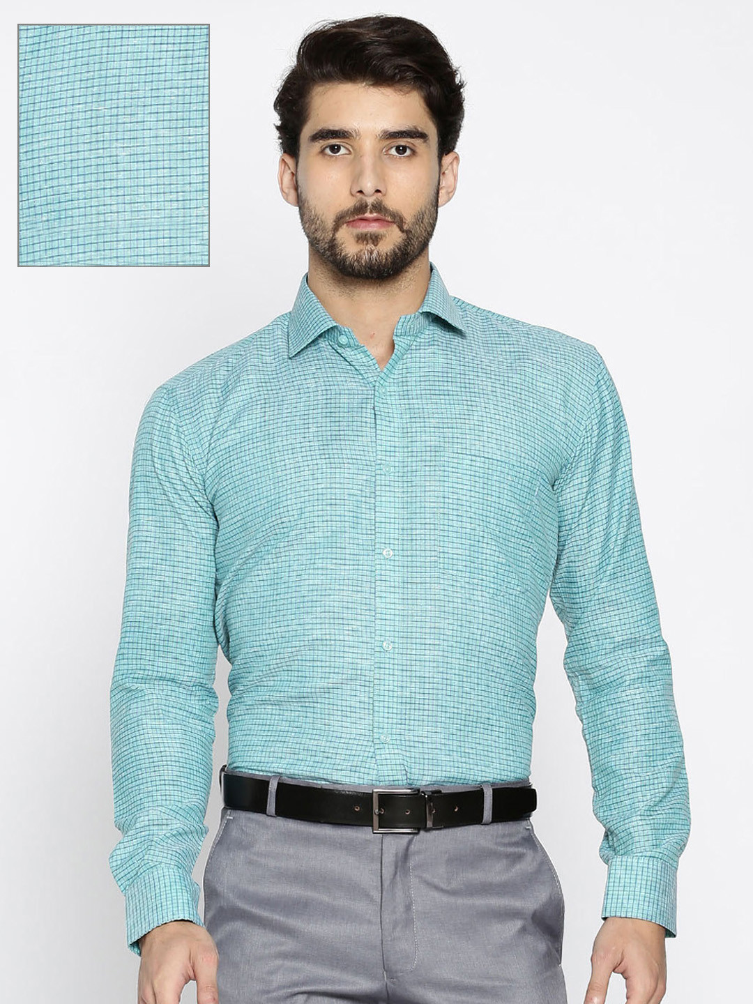 Buy RG DESIGNERS Men Green Slim Fit Checked Formal Shirt Shirts for