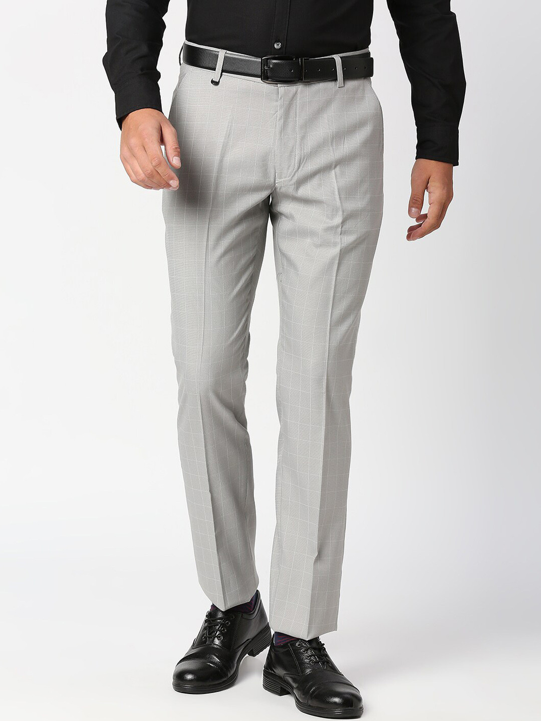 Buy Solemio Men Grey Solid Classic Easy Wash Trousers - Trousers for ...