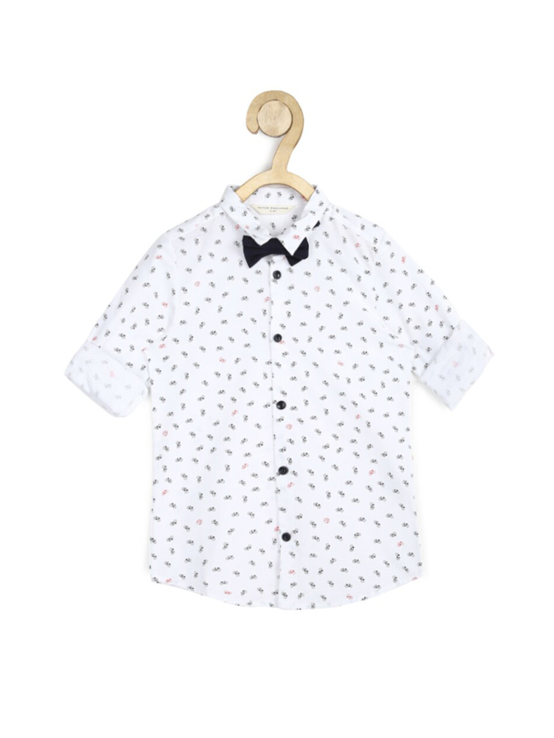 Buy Peter England Boys White Slim Fit Printed Cotton Party Shirt