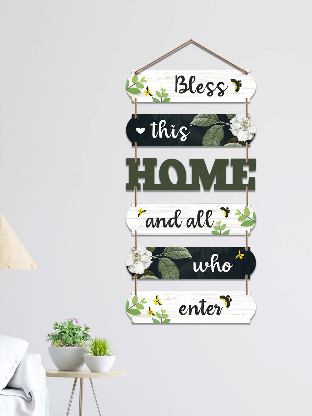 Buy ArtVibes White & Black Wooden Printed Plaque Sign Wall Hanging