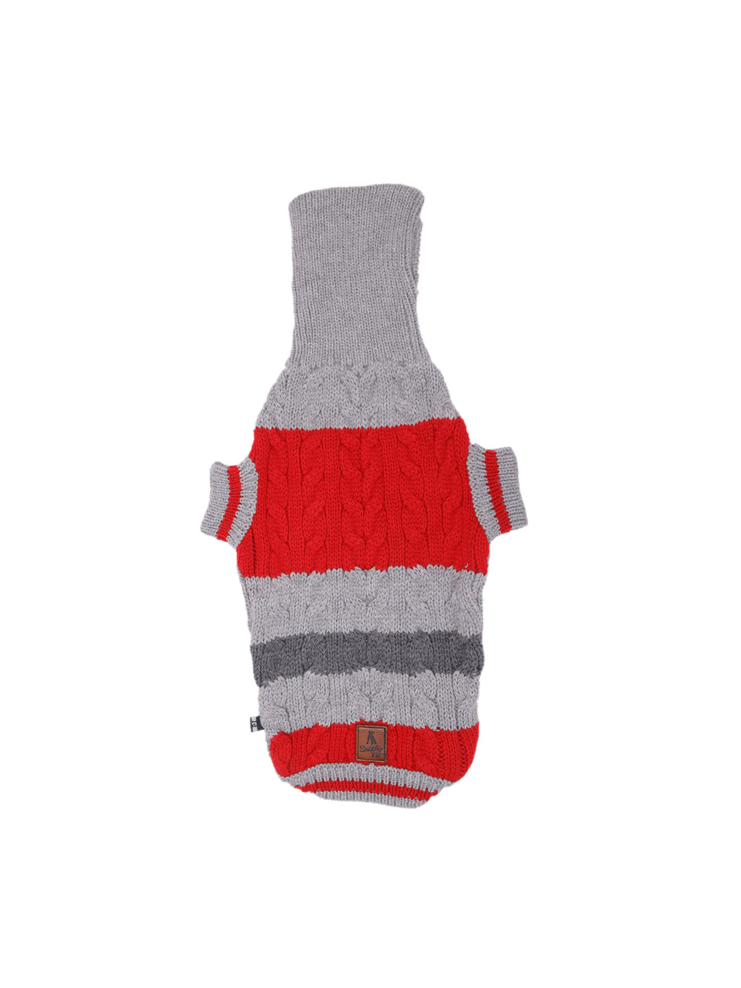 Buy Lulala Grey & Red Striped High Neck Woolen Dog Sweater Dog