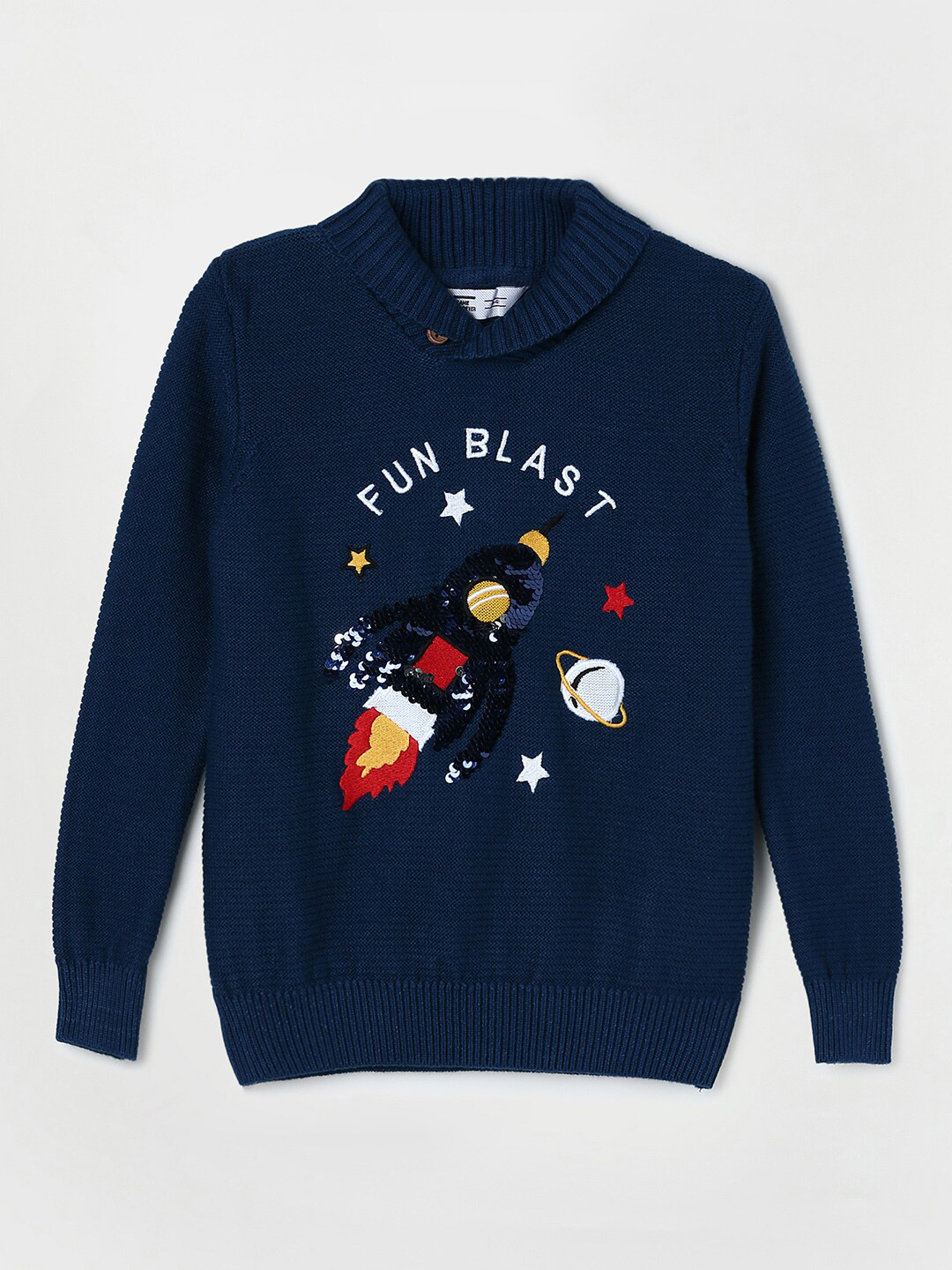 Buy Fame Forever By Lifestyle Boys Blue & Red Printed Cotton Pullover